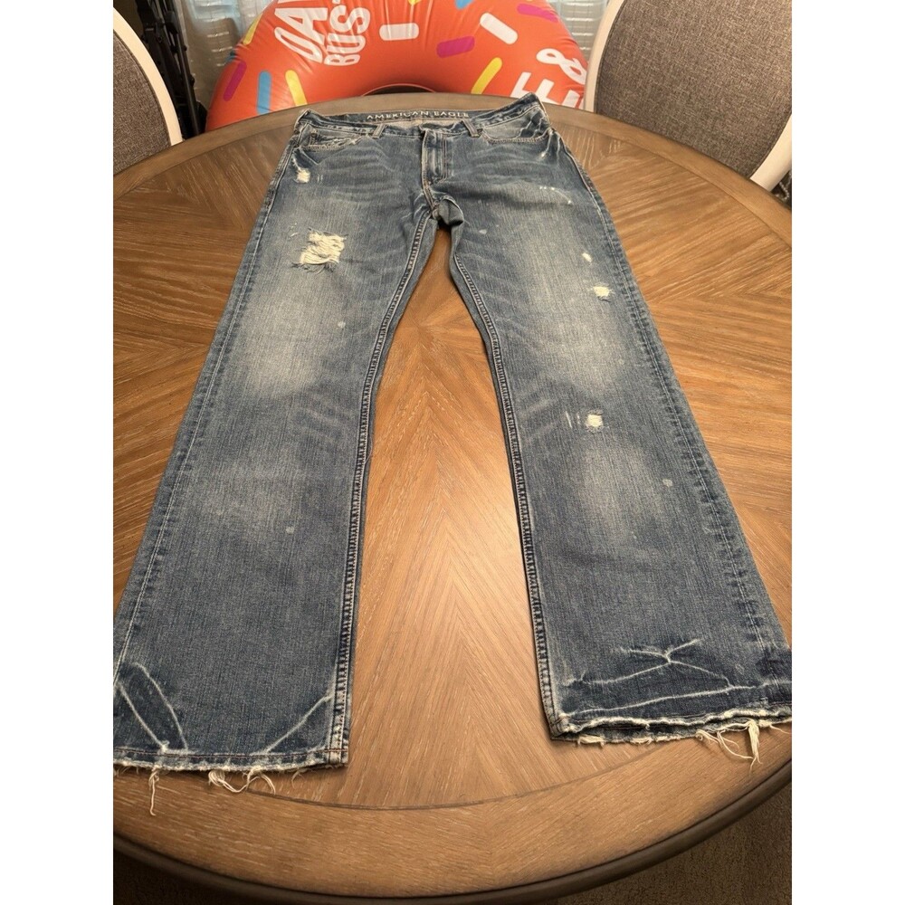 American Eagle Low Rise Boot Cut Light Wash Mens Jeans 33/32 Live Your Life